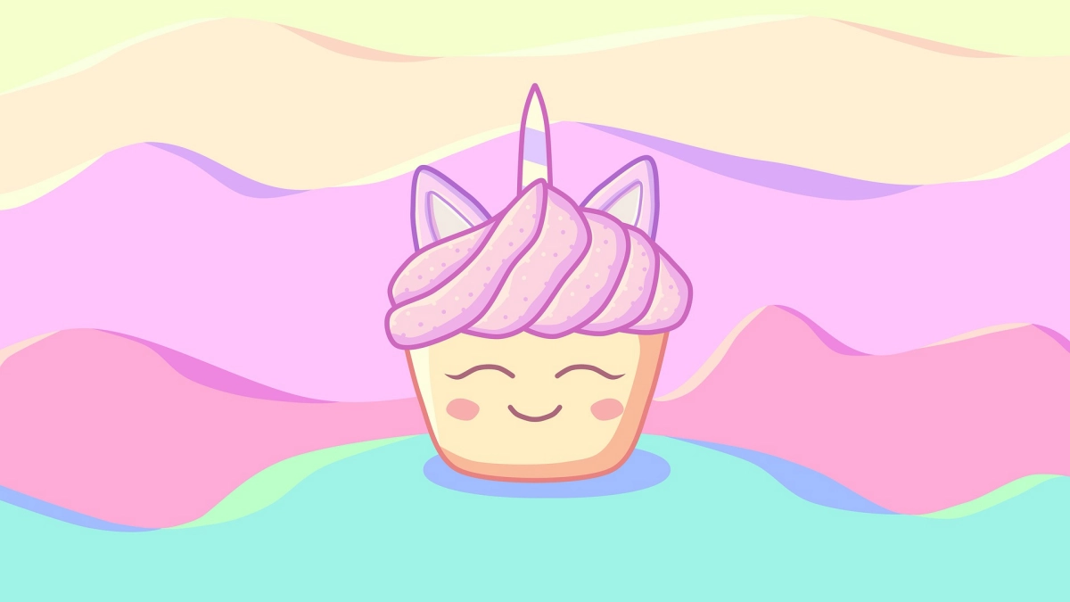 fond d ecran licorne arrire plan couleurs pastel cupcake glacage