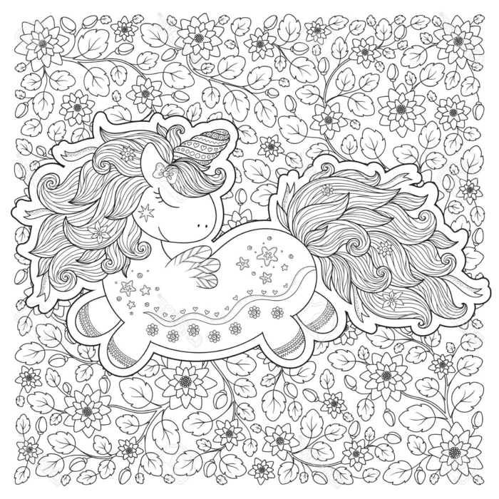 Mignon licorne dessin coloriage mandala adulte, coloriage zen colorier un dessin mandala