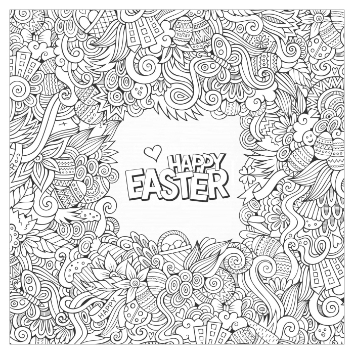 coloriage printemps facile pour adultes, art-thérapie facile pour adultes à motifs mandala, dessin mandala pour Pâques