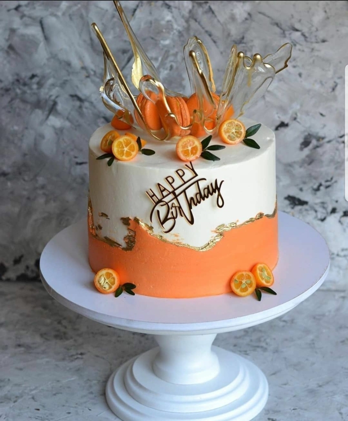 Orange gâteau d'anniversaire adulte pour femme, gateau anniversaire adulte original