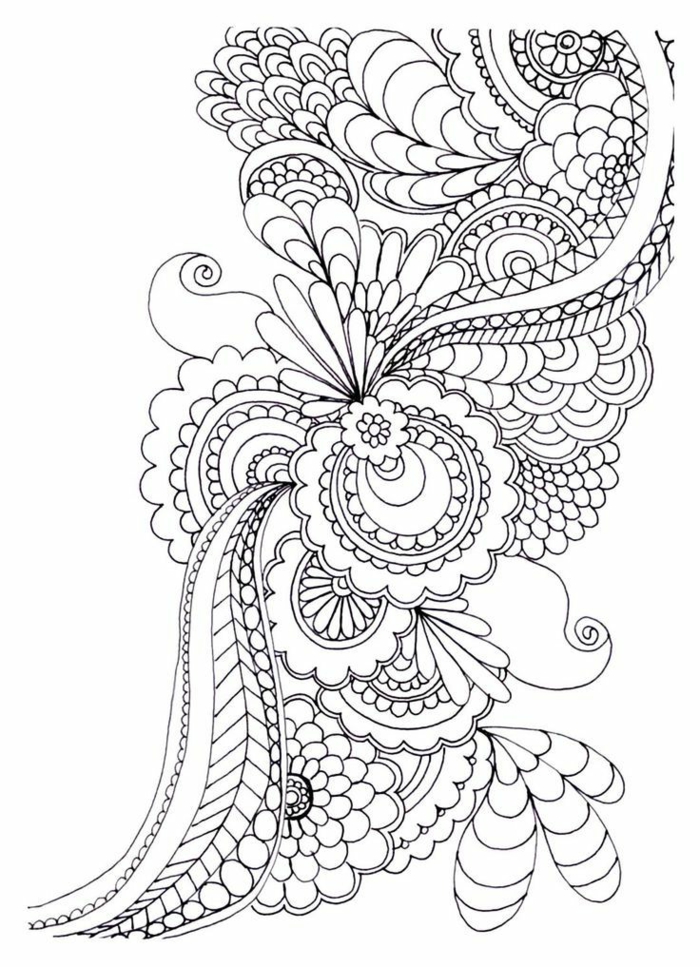 Motif fleurie qui se repete coloriage ado, dessin à copier mandala animaux difficile coloriage