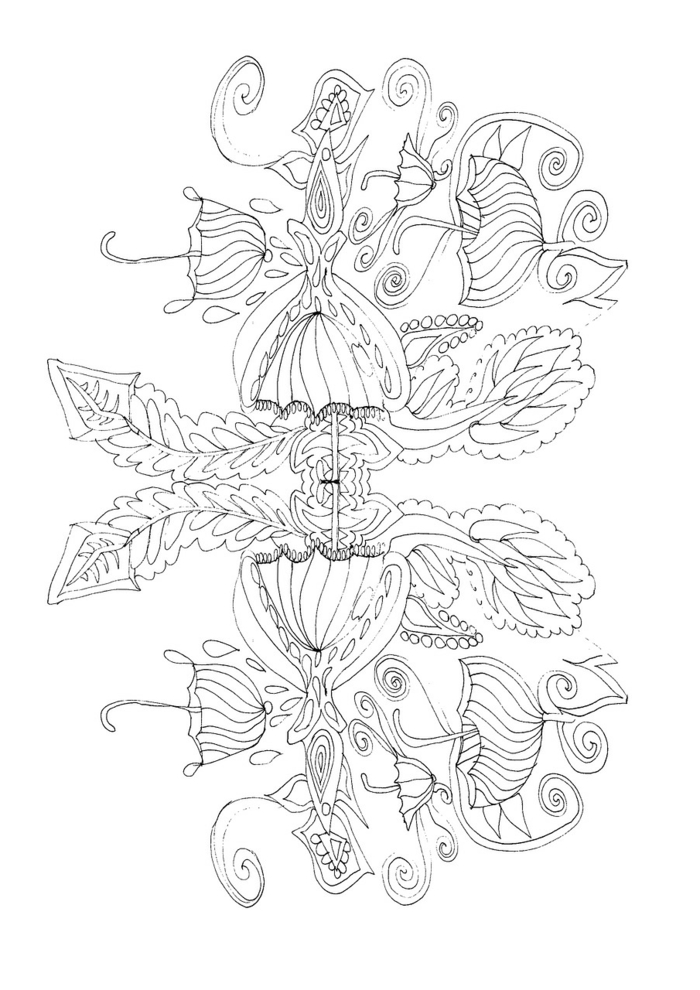 Parapluie mandala adulte, coloriage zen motif géométrique dessin simple lignes pour dessin original 