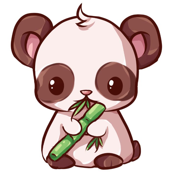 dessin de panda kawaii mignon pour fond ecran en train de manger bambou, idee image de fond bureau originale