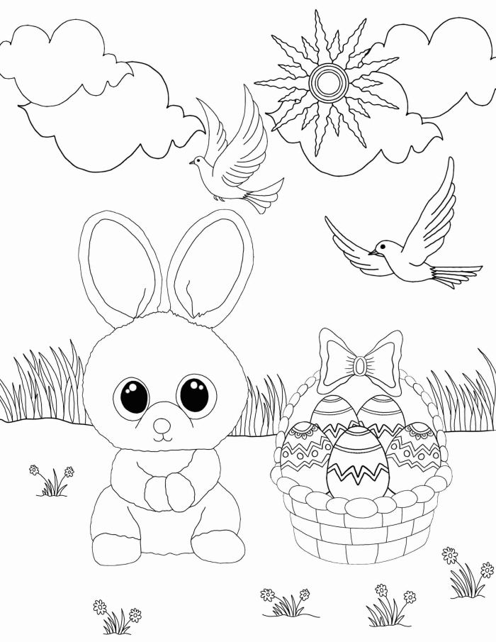 coloriage maternelle facile pour la fête de Pâques, idée de dessin simple à imprimer et colorier pour enfants