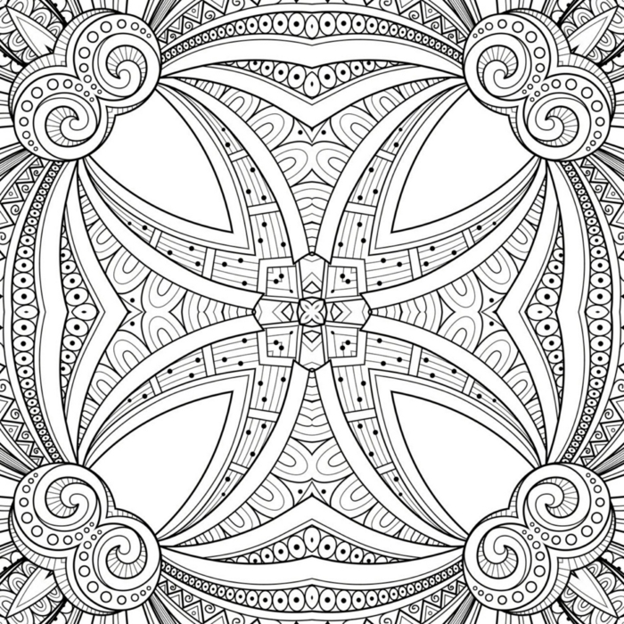 Arche abstrait illusion optique style mandala fleurie, coloriage gratuit à imprimer beau dessin 