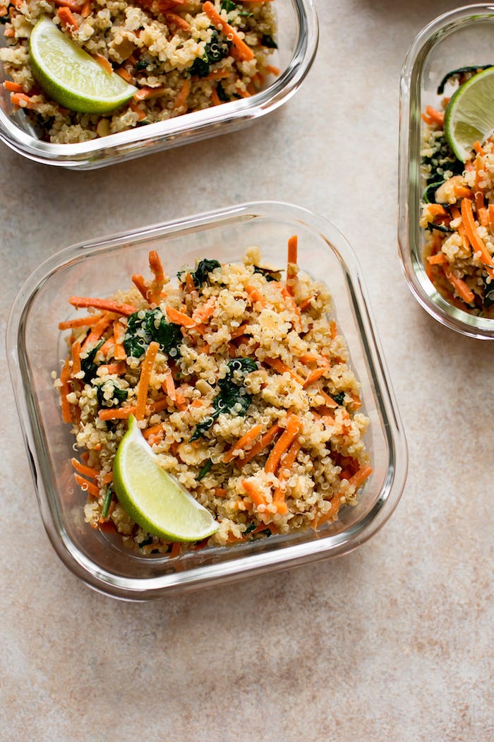 idée recette facile à préparer soi-même pour le déjeuner, recette quinoa aux légumes healty