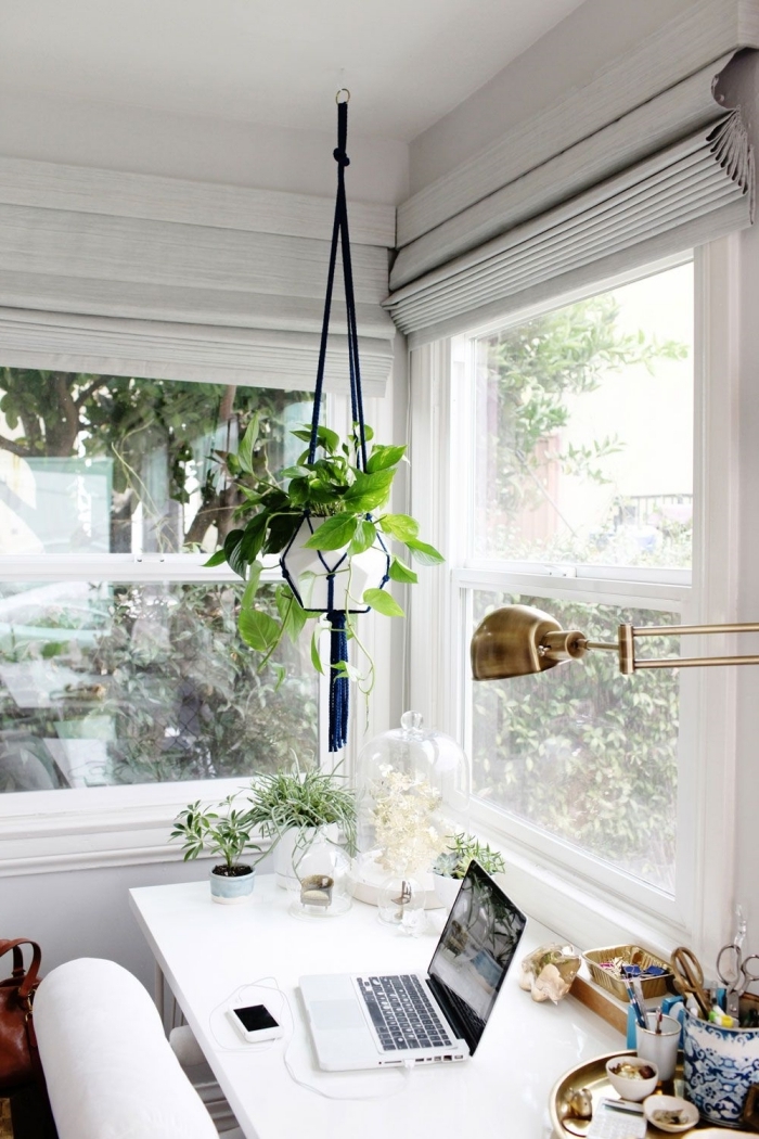 quelles plantes d'appartement choisir pour décorer un coin de travail moderne, idée de déco petit bureau à domicile