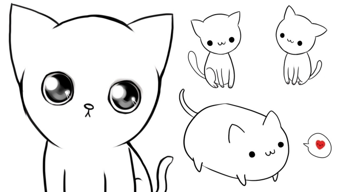 Dessin Kawaii Facile Animaux Chat