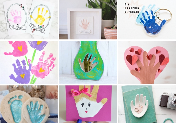 idées quels objets à réaliser avec une empreinte de main, loisir créatif pour faire un cadeau pour mère original avec empreinte