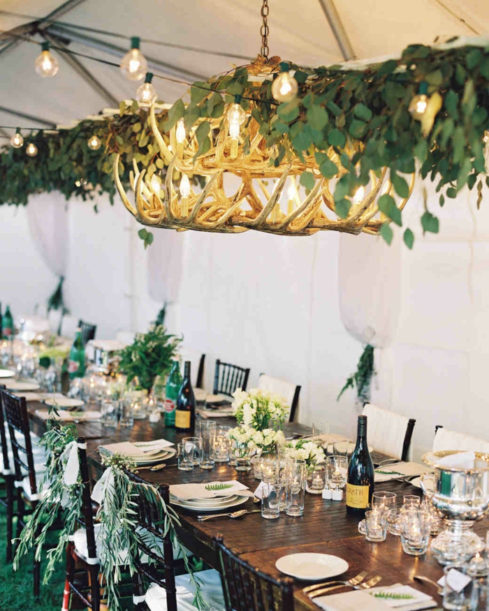Lustre rustique bois flotté mariage theme champetre, decoration table mariage champetre simple