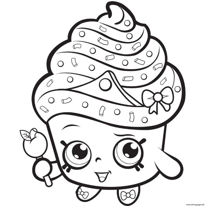 dessin kawaii à colorier, dessin cupcake kawaii mignon avec glacage creme en top et des yeux enormes