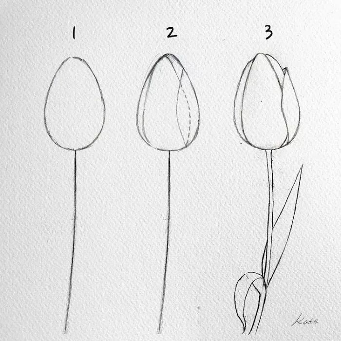 Beau tulipe dessin 3 pas simples, carte fête des mères maternelle, cadeau fête des mères à fabriquer