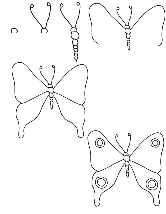 Comment dessiner un papillon, instruction par etape tutoriel simple pour dessin de papillon