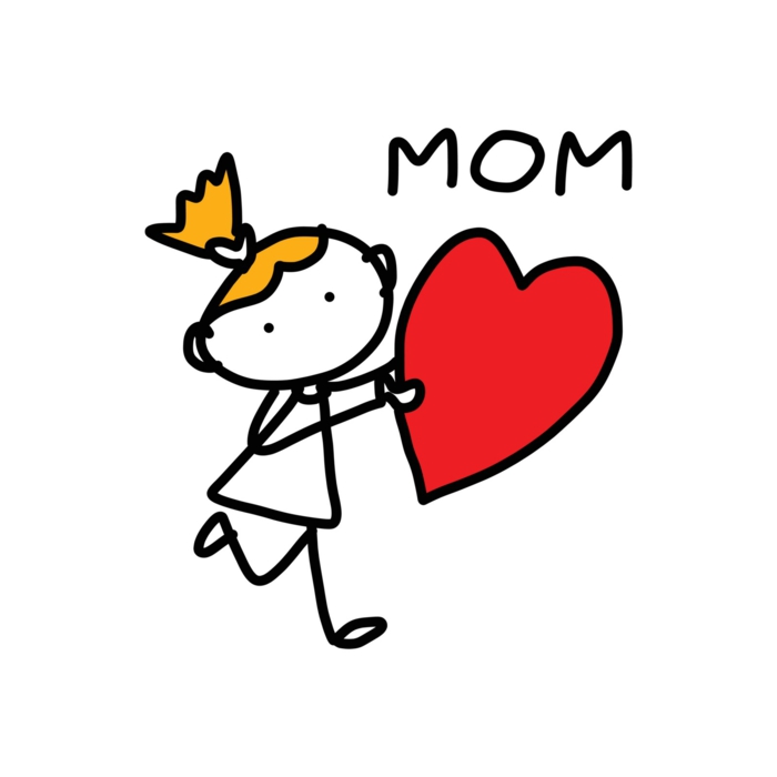 Fille qui porte son coeur pour sa maman dessin fête des mères, faire un cadeau diy, image fete des meres