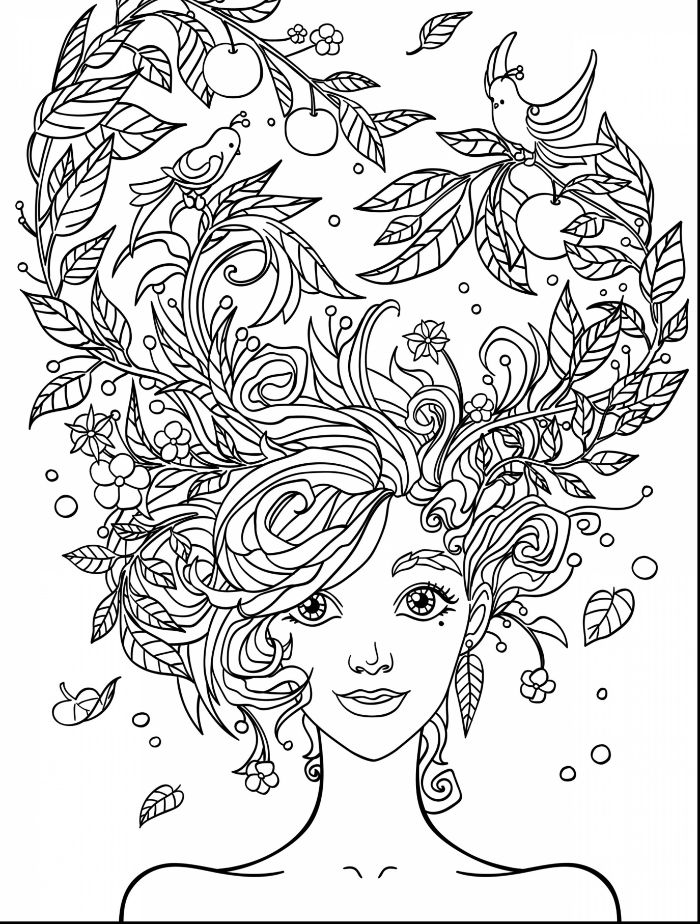 idee coloriage fille aux cheveux de branches fleuries, idee dessin enfant 6 ans, activité manuelle enfant facile