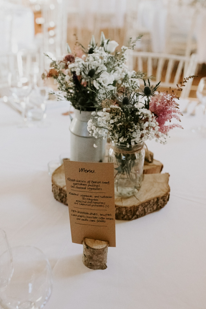 Fleurs centre de table champetre, fleurs mariage champetre style romantique