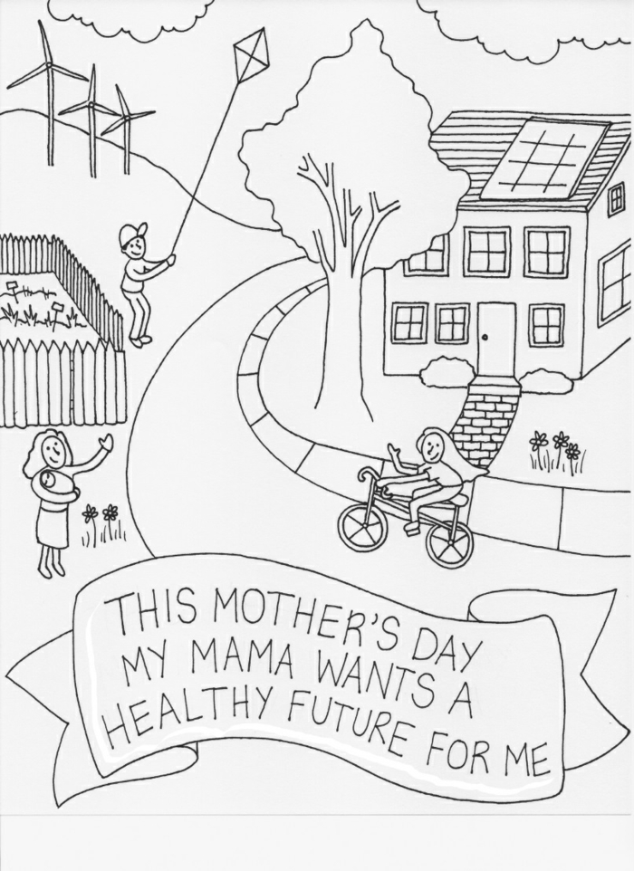 Coloriage carte de voeux fait main dessin pour la fête des mères cadeau carte avec message pour la future 
