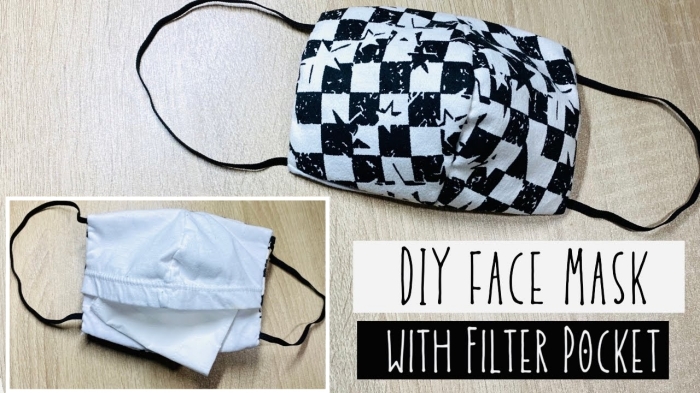 idée facile comment faire un masque avec tissu et poche pour filtre, modèle de masque de protection DIY en tissu blanc et noir