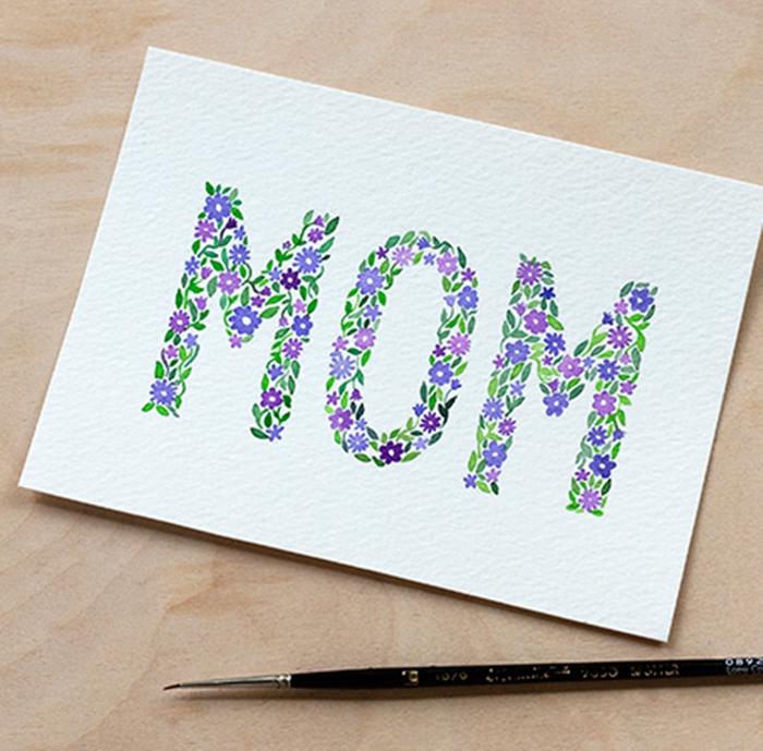 Mere ecriteau fleurie dessin pour la fête des mères, image fete des meres simple a copier