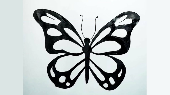 Encre noir image dessin facile a faire, chouette dessin papillon facile 