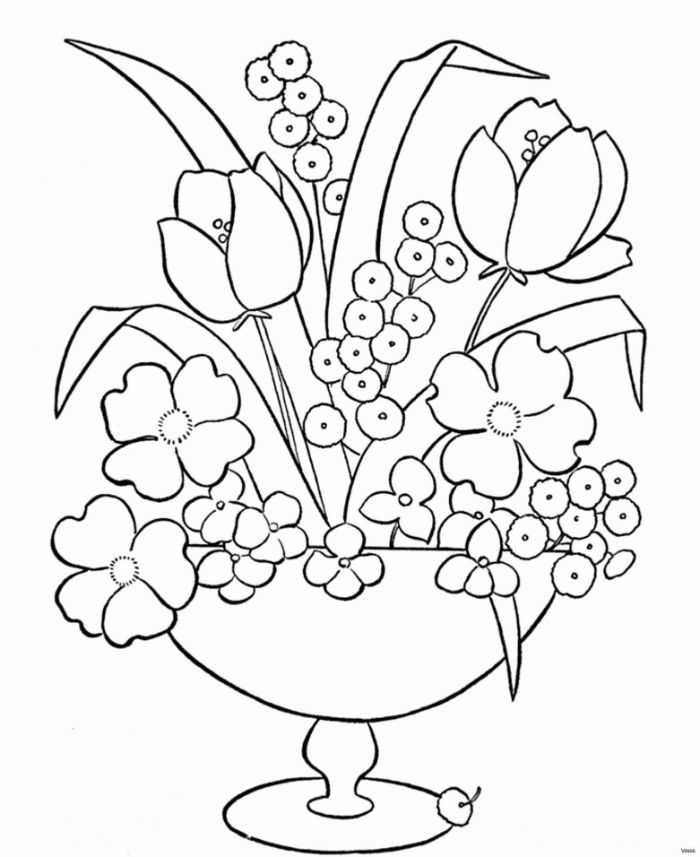 bol fleuri de fleurs tulipes et autres fleurs printanieres, coloriage gratuit à imprimer