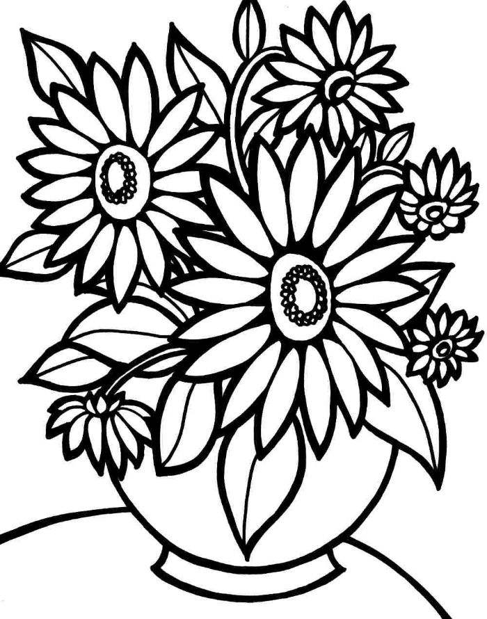 vase fleuri de bouquet de fleurs printanieres, idee dessin de nature simple pour enfant ou adulte