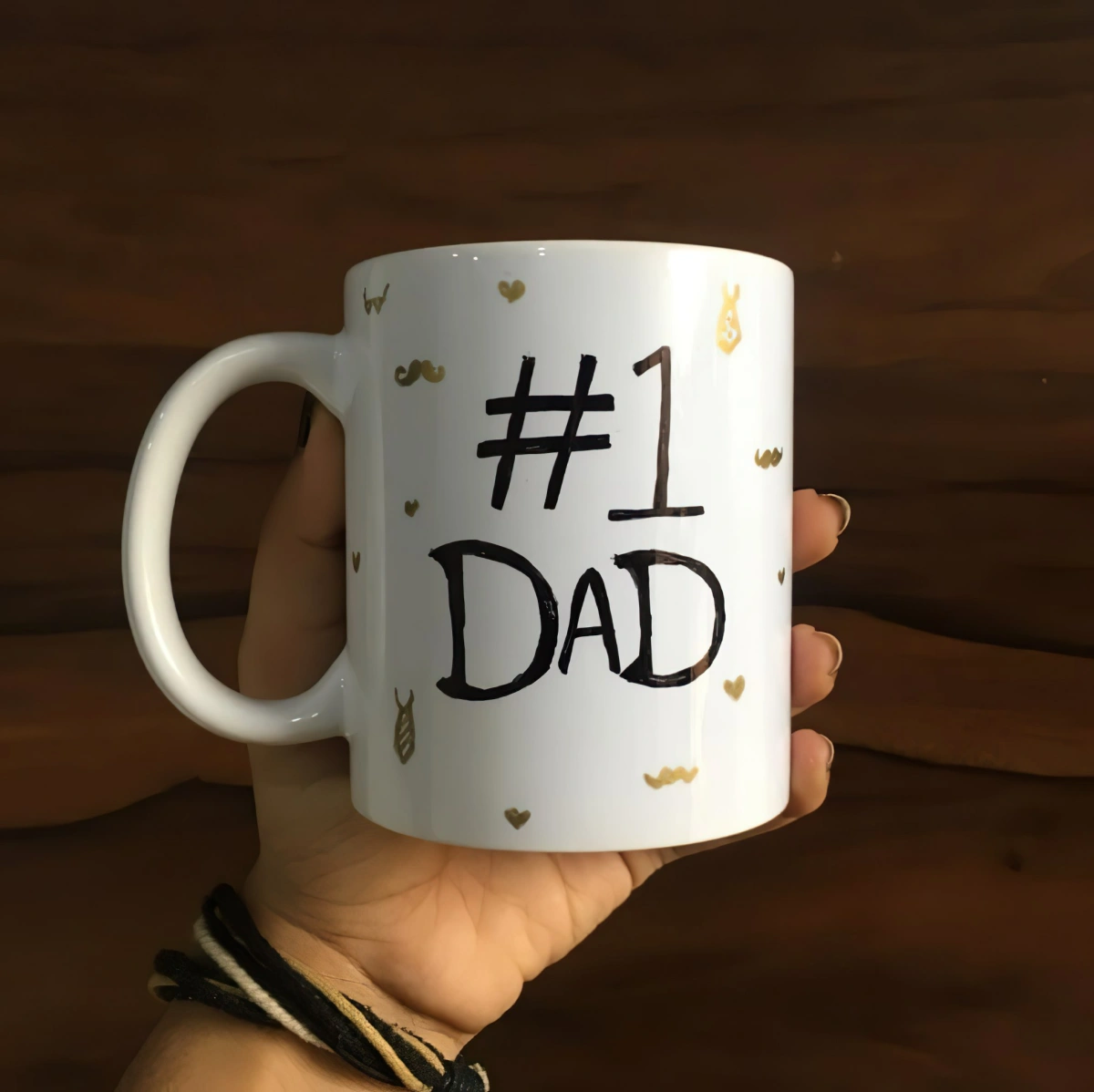 mug fete des peres lettres papa dessins motifs marqueur dore