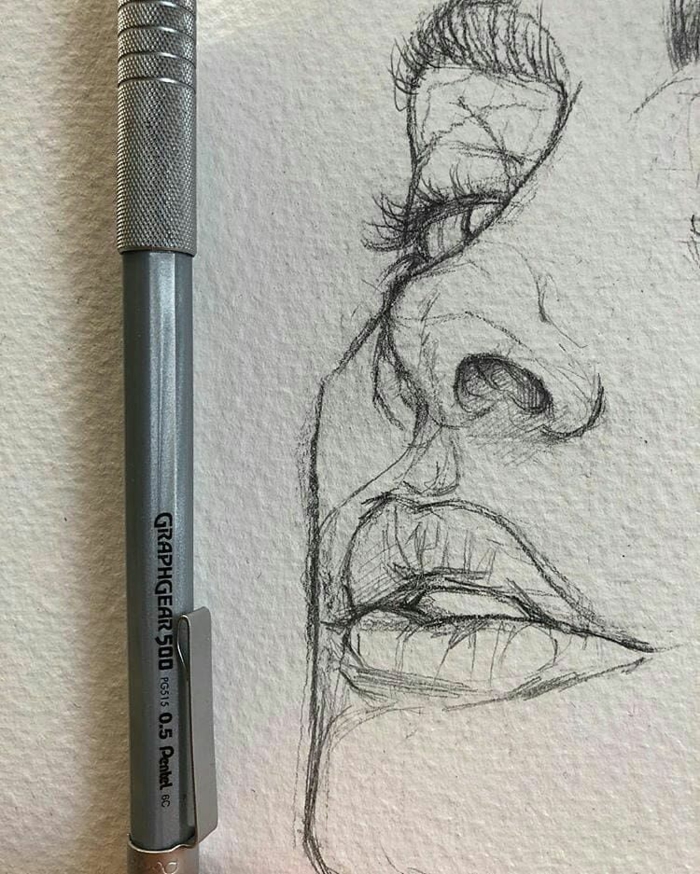 Magnifique esquisse femme dessin crayon à papier, apprendre a dessiner crayon noir ou coloré 