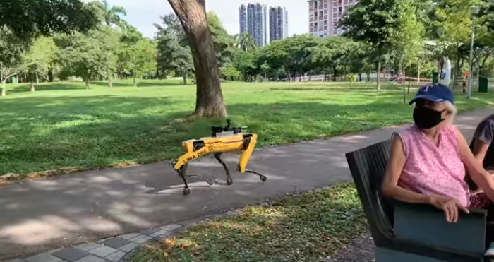 Covid-19, un robot chien utilisé pour faire respecter la distanciation sociale dans un parc de Singapour