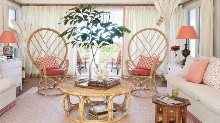 comment intégrer les meubles d'un salon de jardin rotin dans son intérieur de style exotique, salon de style balinais
