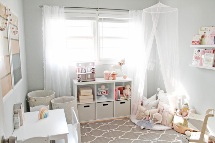 Adorable chambre coin de jeux decoration chambre fille 10 ans, idée déco chambre bébé méthode montessori