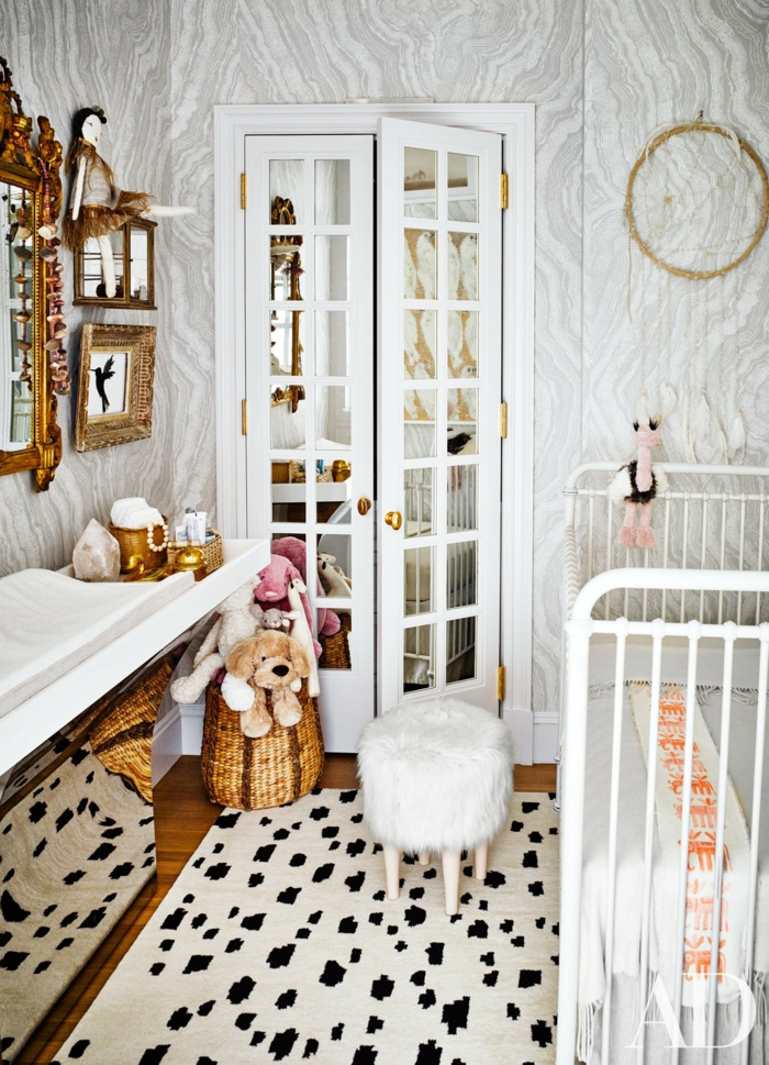 Marbre mur lit blanche en barres decoration chambre fille, inspiration en images couleur chambre fille