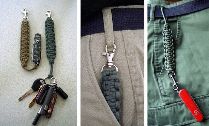 modèles d'accessoire pour clé DIY, idée cadeau fête des pères à réaliser avec cordon macramé et anneau pour porté-clé