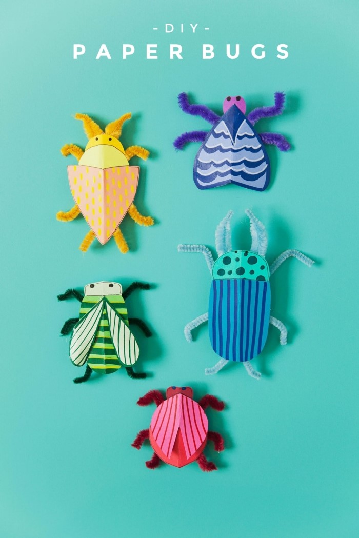 modèles d'insectes faciles à réaliser en papier coloré avec les petits, activité enfant 3 ans, diy insectes fait maison avec les enfants