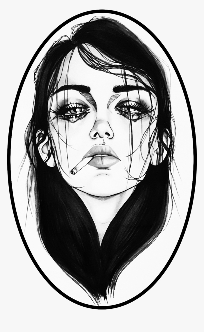 Portrait de femme pleurant démaquillée, dessin triste amour, dessin fille triste, inspiration dessin facile a reproduire