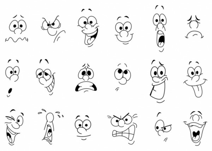 Cartoon image émotions visage dessin facile a faire pour debutant,dessiner la tristesse expression sentiment