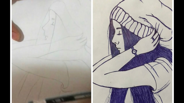 Comment dessiner une fille dessin triste facile, art émouvant idée dessin la beauté triste émotion