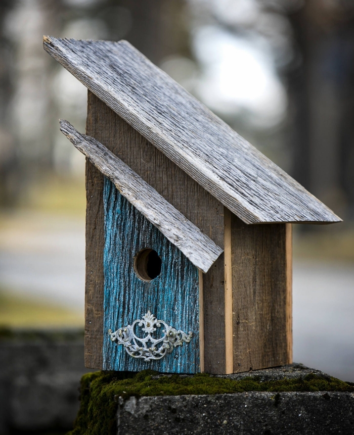 petite maison pour oiseaux à réaliser facilement, diy mangeoire pour petit oiseau fabriquée avec plantes de bois
