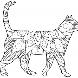 art teraoue pour enfants mandala en forme de chat