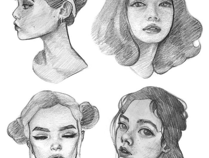 beaux dessins de visage fille differentes coiffures et angles dessin d une fille inspiration que dessiner au style tumblr