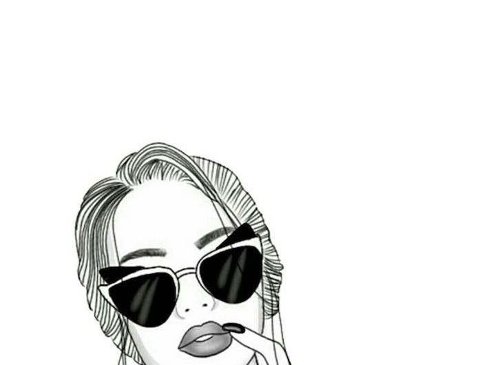 belle femme moderne lunettes de soleil dessin tumblr facile idée de dessin à retracer image a copier t shirt rayé