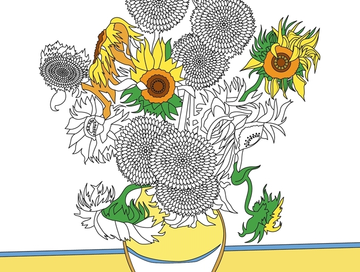bouquet fleurs d été dessin à imprimer gratuit vase tournesol dessin en couleur image blanc et noir à colorer dessin tournesol