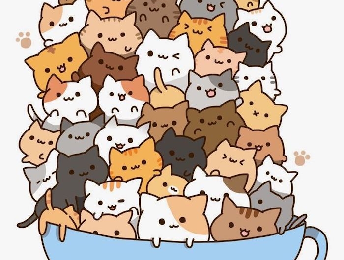 chat kawaii tasse pleine de chatons idée comment faire un dessin kawaii a imprimer vidéos de dessin adorable art chaton