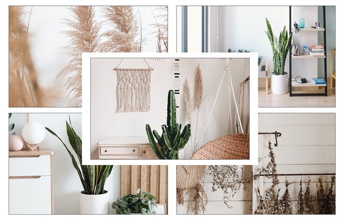 design interieur couleurs terreuses fibre naturelle suspension macrame deco boho chic style minimaliste décorer son salon pour l'été
