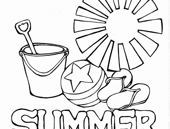 dessin facile simple à imprimer soleil coloriage maternelle jeu sable enfant plastique pelle seau jouet enfant tongues plage