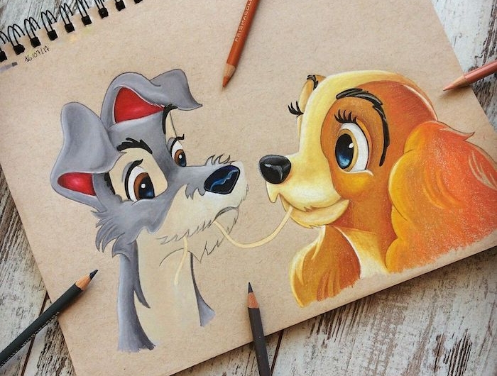 disney characteres lady and the tramp la belle et le clochard dessin tumblr facile idée de dessin à retracer image a copier