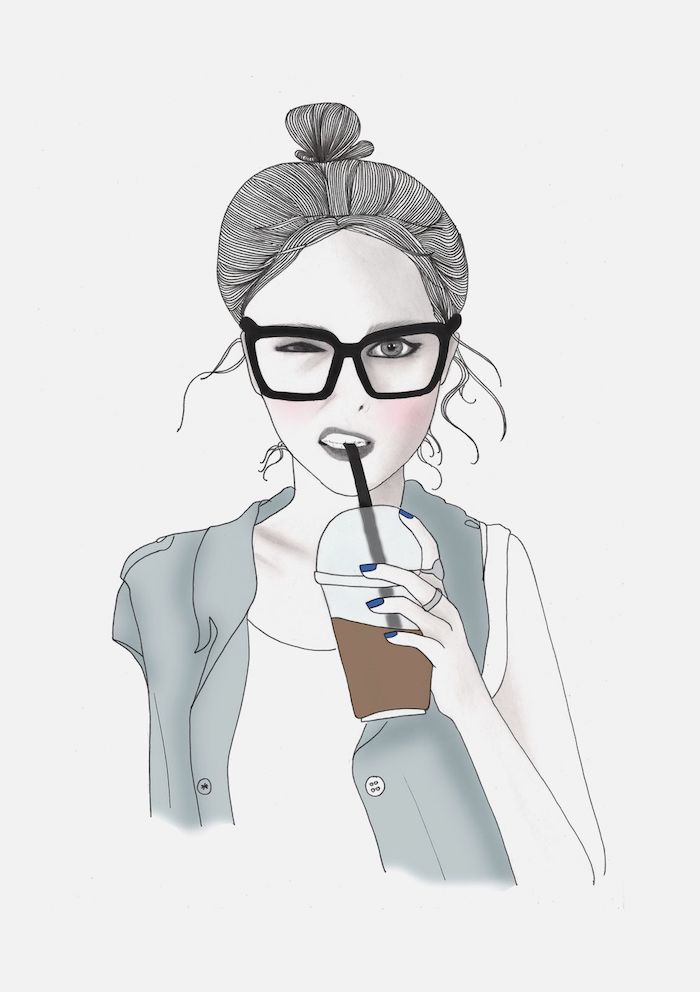 gris dessins chignon haut dessin fille avec son café a emprunter lunettes de soleil fille tumblr dessin les meilleures idées de dessins à faire