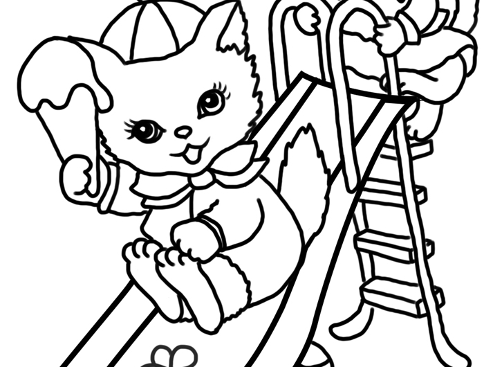 jeux loisir art thérapie coloriage facile pour petit dessin pour enfant animaux chats fleurs crème glacée vacances été sourire