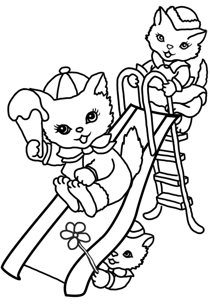 jeux loisir art thérapie coloriage facile pour petit dessin pour enfant animaux chats fleurs crème glacée vacances été sourire