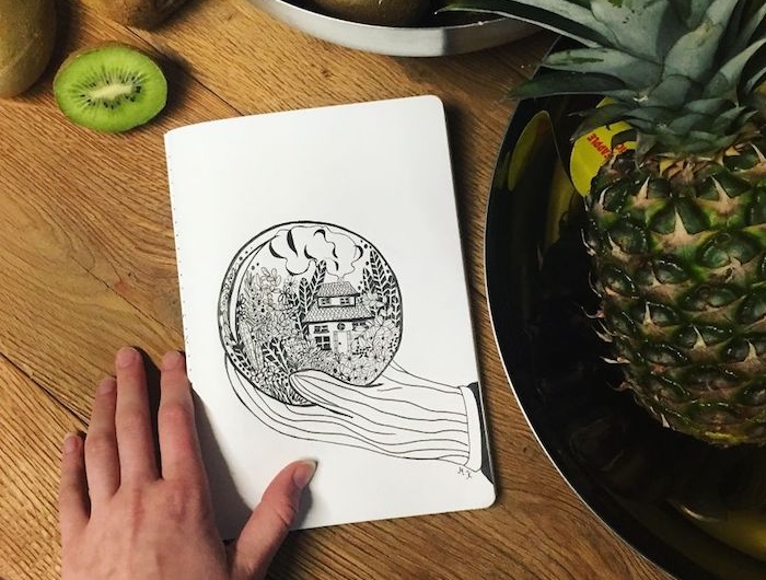 jolie image de cercle avec maison et fleurs dedans comment dessiner une fille kawaii photo de dessin tumblr